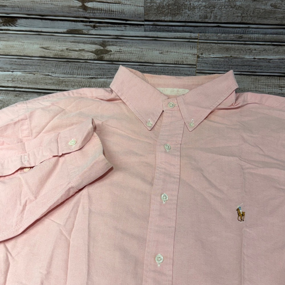 Polo Ralph Lauren Button Down Shirt Mens 17.5 Pink Oxford Long Sleeve Pony Logo